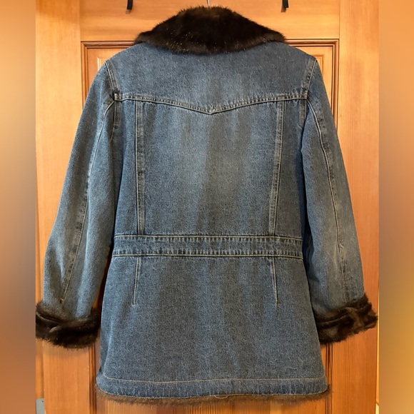 VINTAGE 80’s Marvin Richard’s Classic Denim Jacket w Faux Mink Fur Lining - Picture 12 of 16